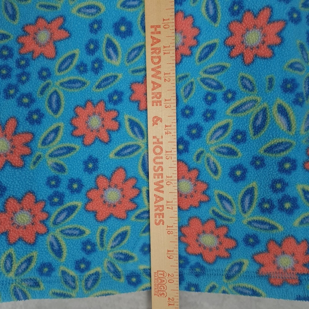 Vintage LL Bean Fleece Jacket Girls Small Blue Floral 1/4 Zip Pullover 90s Y2K - Picture 14 of 16